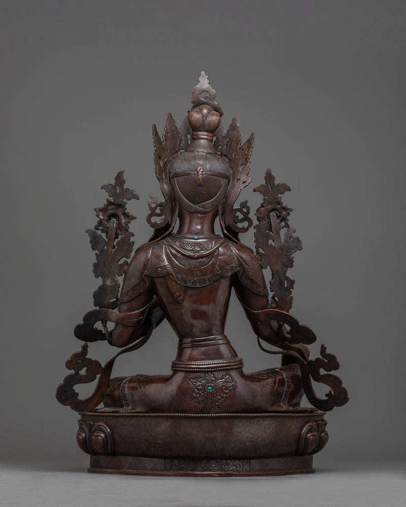 Green Tara's Brown Oxidized Sculpture | Handcrafted Copper Artwork