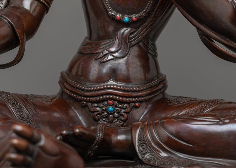 Green Tara's Brown Oxidized Sculpture | Handcrafted Copper Artwork