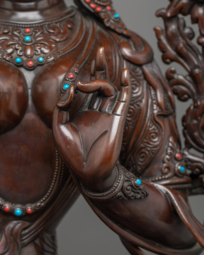 Green Tara's Brown Oxidized Sculpture | Handcrafted Copper Artwork