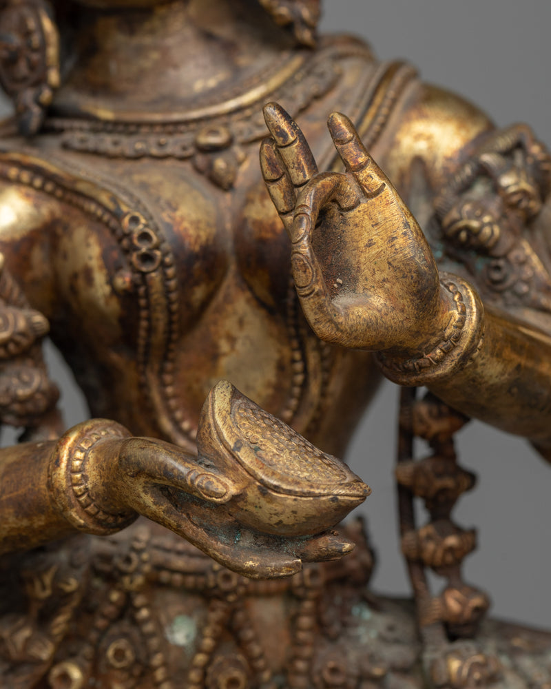 Opulent Siddhi Lakshmi Statue with Antique Copper Finish | Traditional Himalayan Artwork