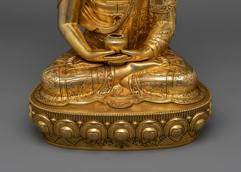 Radiant Amitabha Buddha Sculpture, Handcrafted in Nepal | Himalayan Artwork