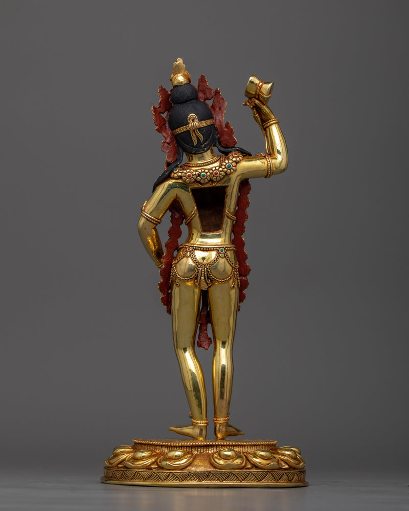 Radiant 24K Gold-Gilded Dechen Gyalmo Sculpture | Handcrafted in Nepal