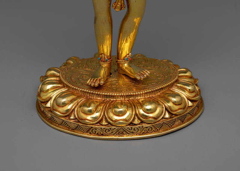 Radiant 24K Gold-Gilded Dechen Gyalmo Sculpture | Handcrafted in Nepal