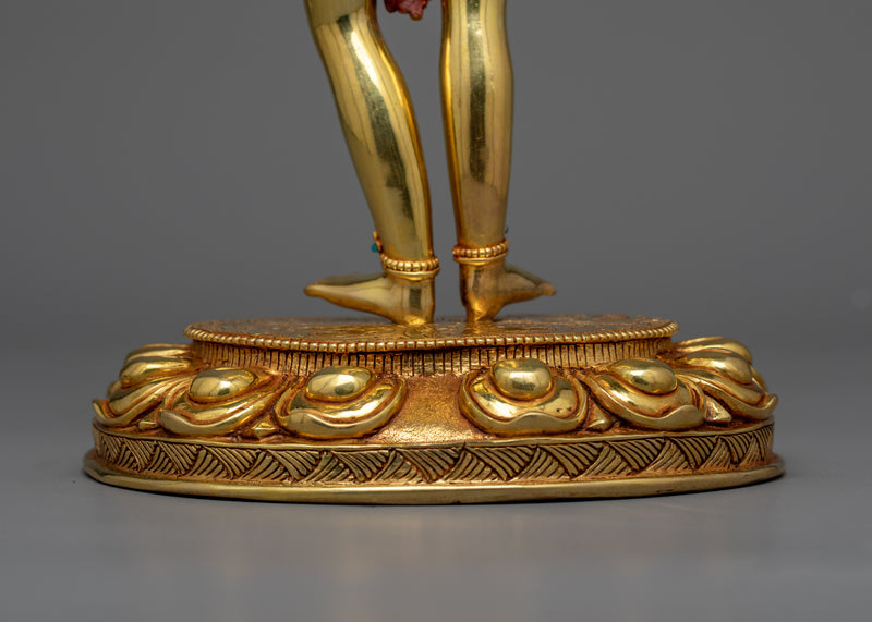 Radiant 24K Gold-Gilded Dechen Gyalmo Sculpture | Handcrafted in Nepal