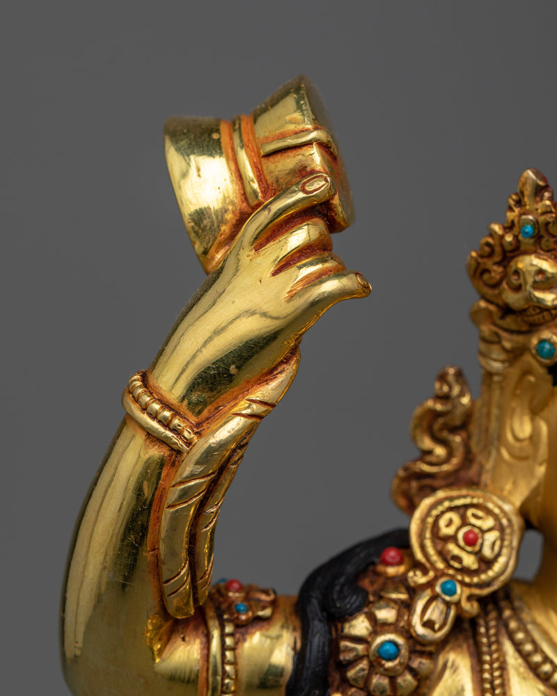 Radiant 24K Gold-Gilded Dechen Gyalmo Sculpture | Handcrafted in Nepal