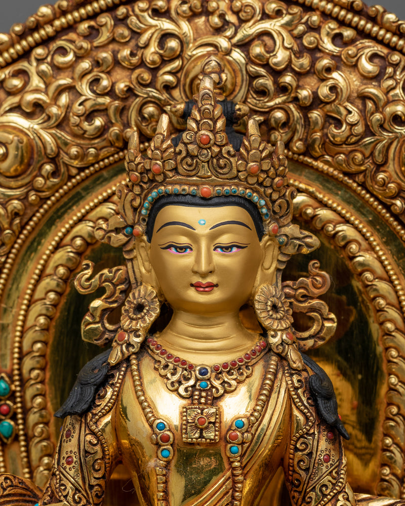 crown-shakyamuni-buddha-on-throne-sculpture