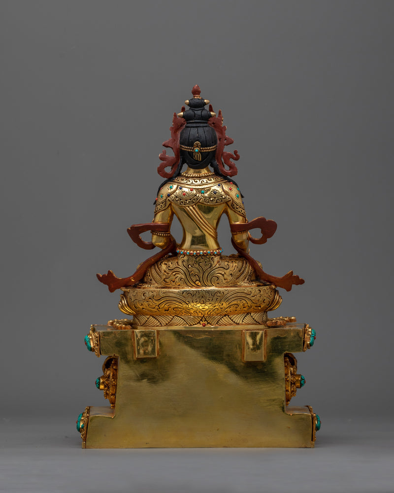 Majestic Shakyamuni Buddha Enthroned Sculpture | Traditionally Handcrafted in Nepal