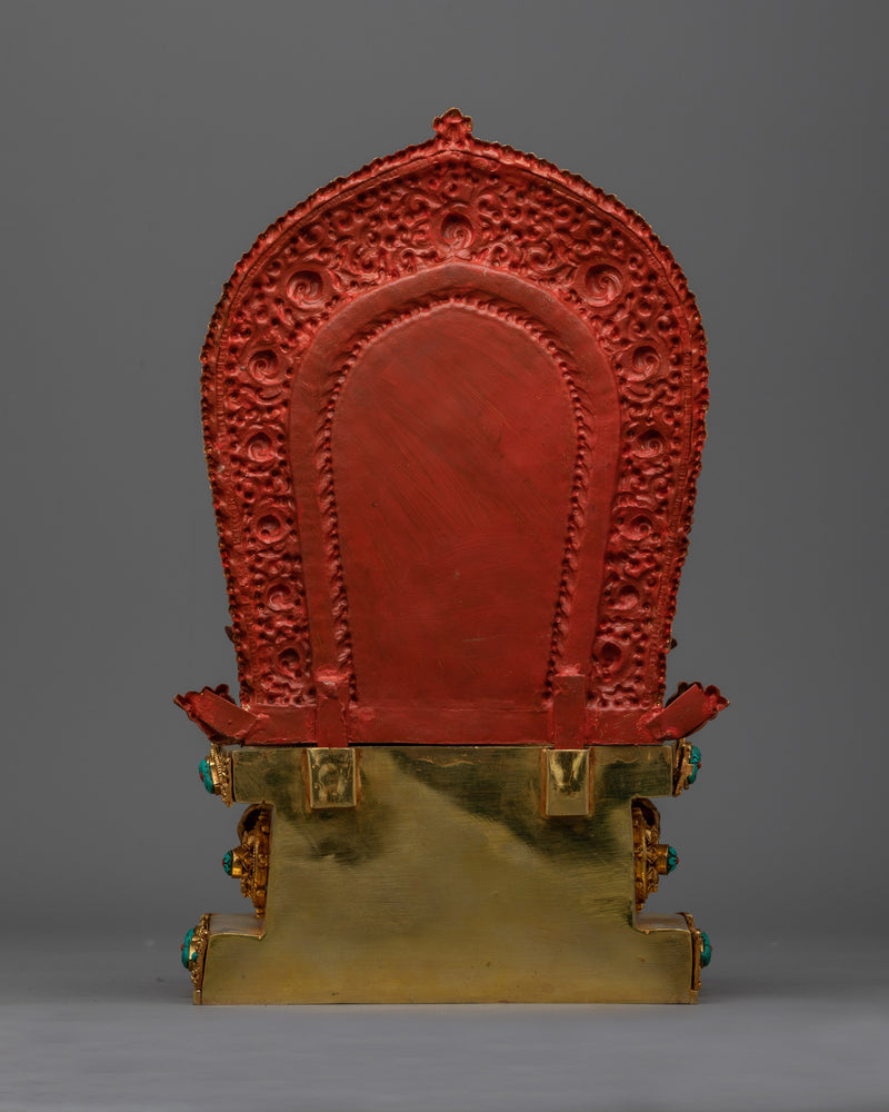 Majestic Shakyamuni Buddha Enthroned Sculpture | Traditionally Handcrafted in Nepal