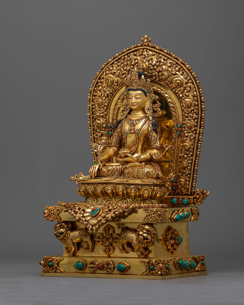 crown-shakyamuni-buddha-on-throne-sculpture