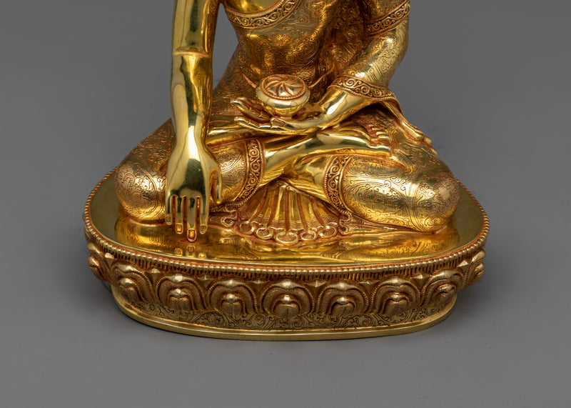 Historical Shakyamuni Buddha Sculpture | Exquisite Triple-Layered 24K Gold-Gilded