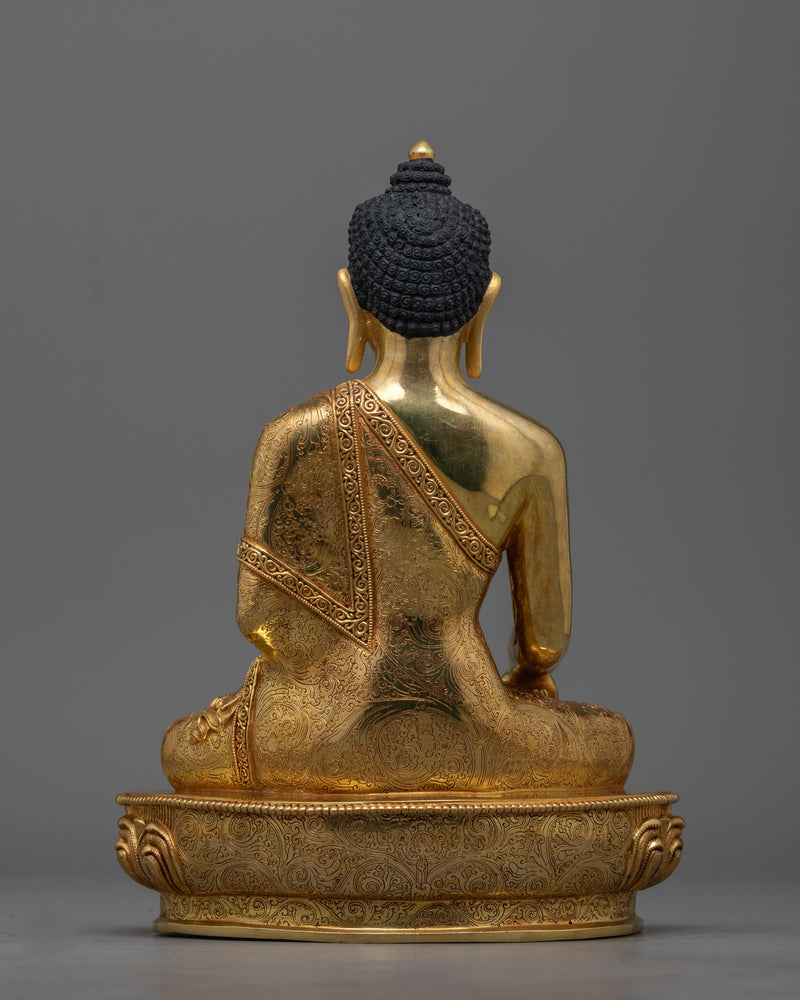 Historical Shakyamuni Buddha Sculpture | Exquisite Triple-Layered 24K Gold-Gilded