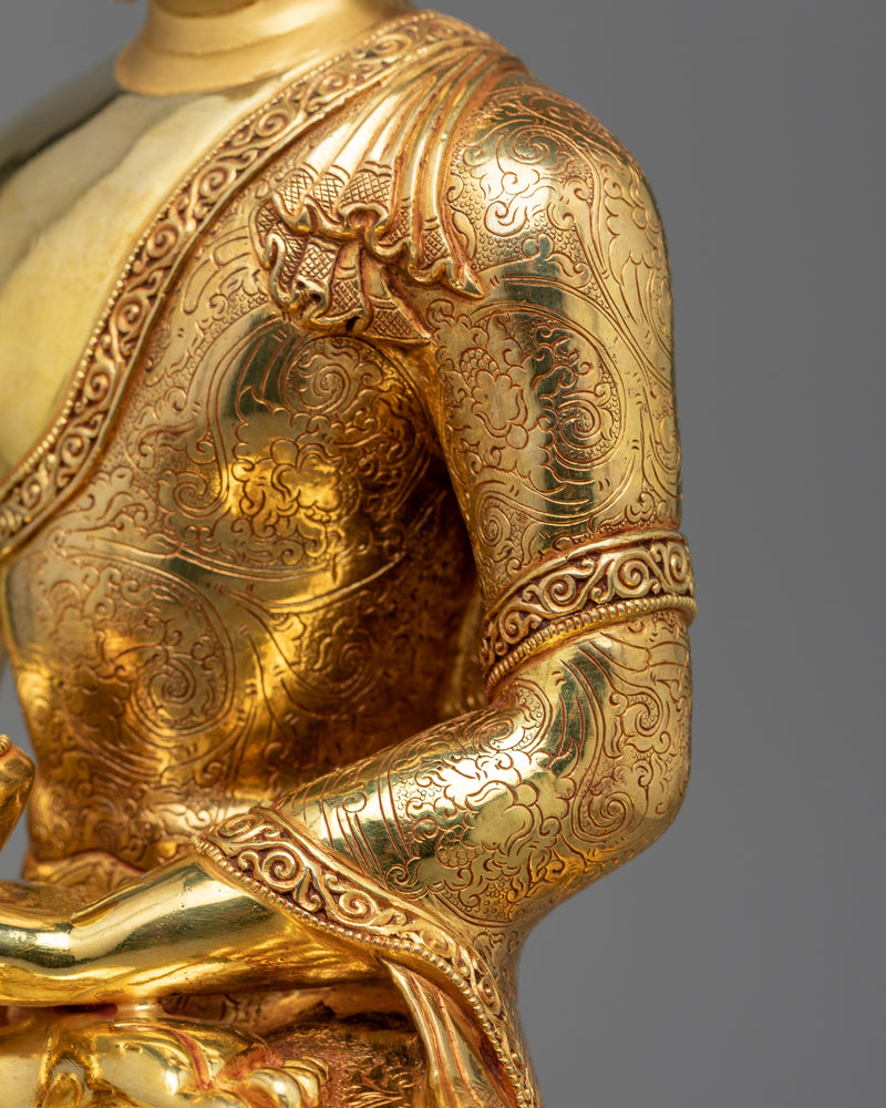 Historical Shakyamuni Buddha Sculpture | Exquisite Triple-Layered 24K Gold-Gilded