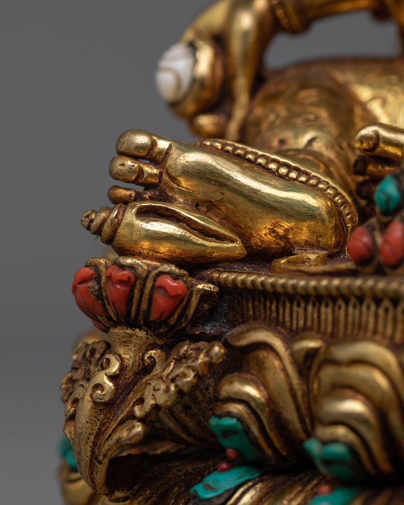 Jambala Buddhist Altar Sculpture | Opulent Triple-Layered 24K Gold-Gilded