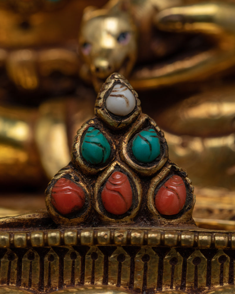 Jambala Buddhist Altar Sculpture | Opulent Triple-Layered 24K Gold-Gilded