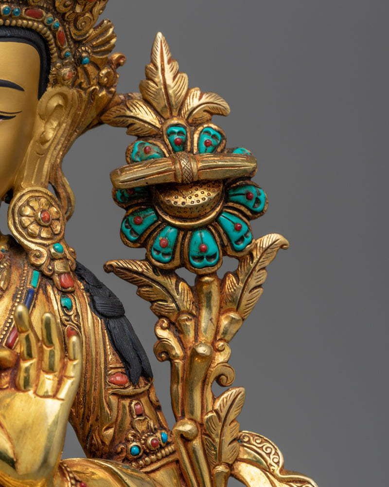 Manjushri Bodhisattva Sculpture | Resplendent Triple-Layered 24K Gold-Gilded