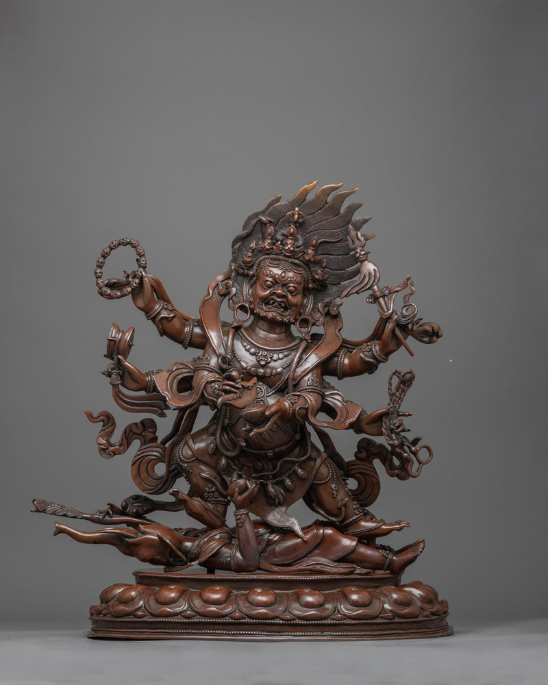 Large Six Armed Mahakala Copper Statue | Buddhist Dharmapala, Protector of the Dharma