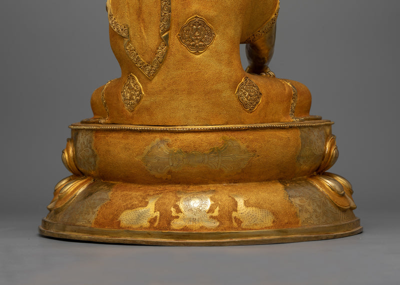 19 Inch Shakyamuni Buddha Statue | Handmade Gold Sculpture of Enlightened Buddha