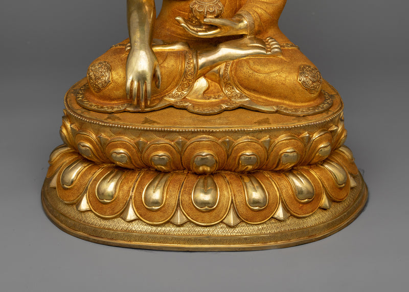 19 Inch Shakyamuni Buddha Statue | Handmade Gold Sculpture of Enlightened Buddha