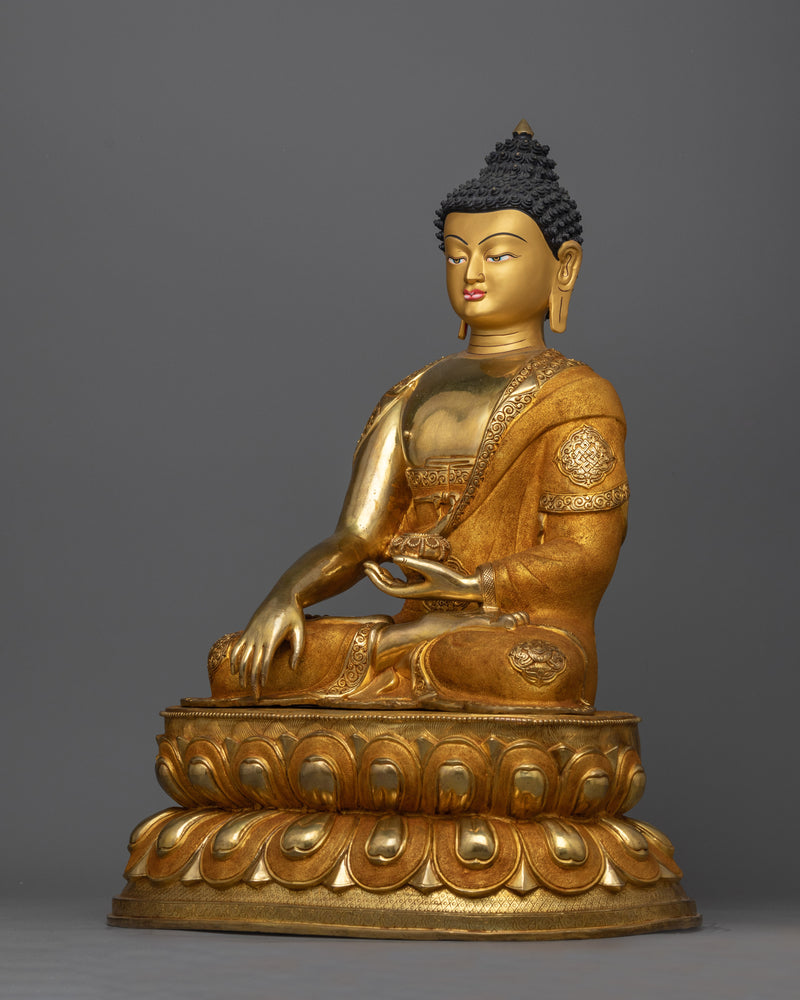 19 Inch Shakyamuni Buddha Statue | Handmade Gold Sculpture of Enlightened Buddha