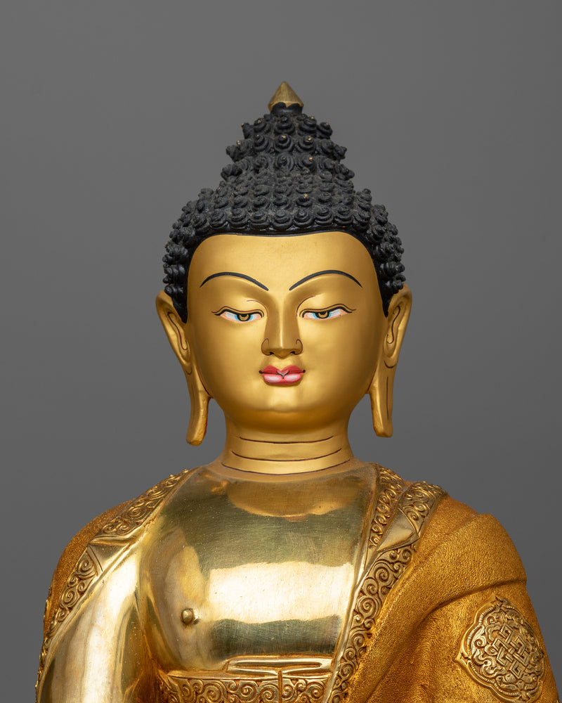 19 Inch Shakyamuni Buddha Statue | Handmade Gold Sculpture of Enlightened Buddha