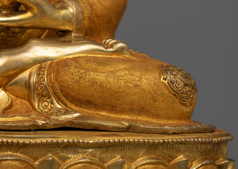 19 Inch Shakyamuni Buddha Statue | Handmade Gold Sculpture of Enlightened Buddha