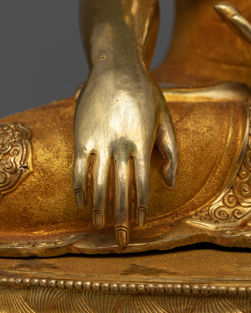 19 Inch Shakyamuni Buddha Statue | Handmade Gold Sculpture of Enlightened Buddha