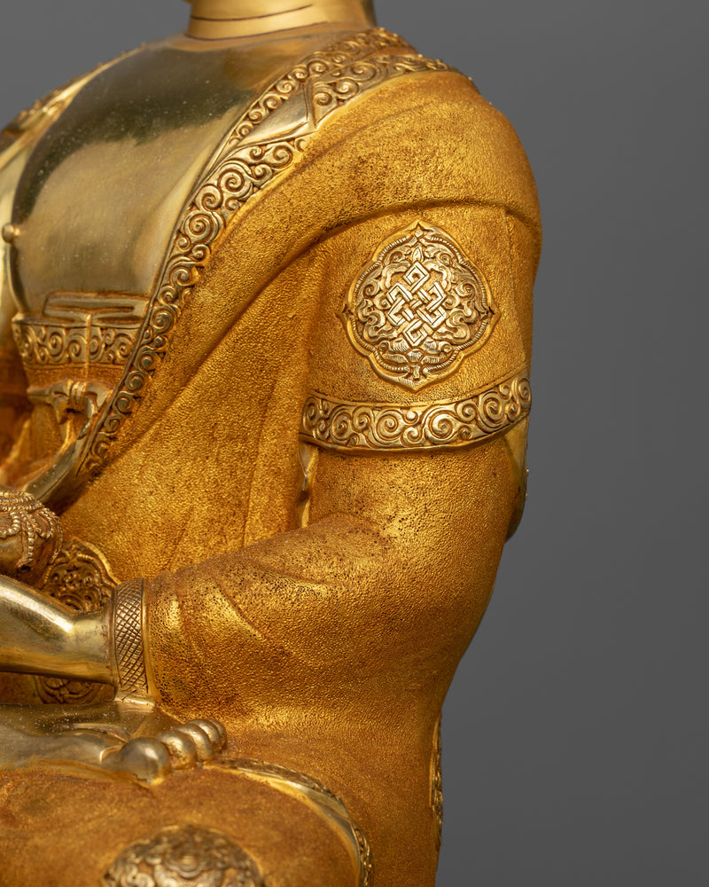 19 Inch Shakyamuni Buddha Statue | Handmade Gold Sculpture of Enlightened Buddha