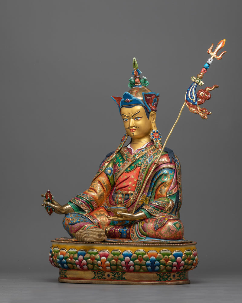 Guru Rinpoche Colorful Statue | Handmade Sculpture of Lotus Born Master