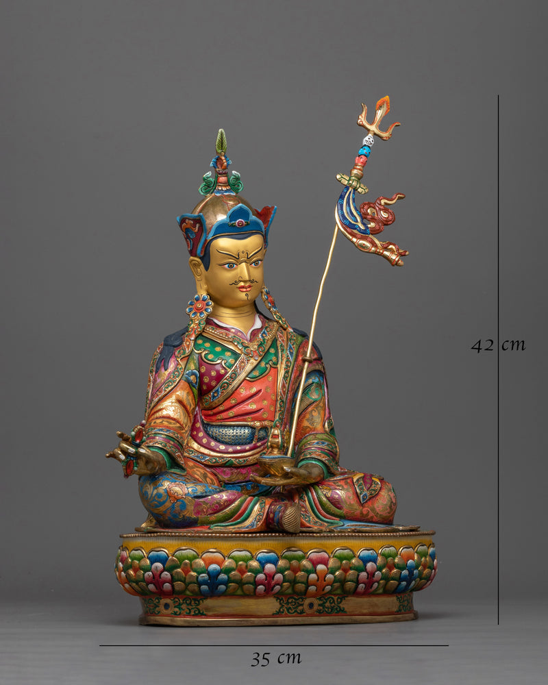 Guru Rinpoche Colorful Statue | Handmade Sculpture of Lotus Born Master