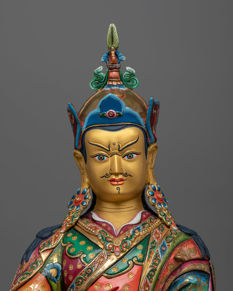 Guru Rinpoche Colorful Statue | Handmade Sculpture of Lotus Born Master