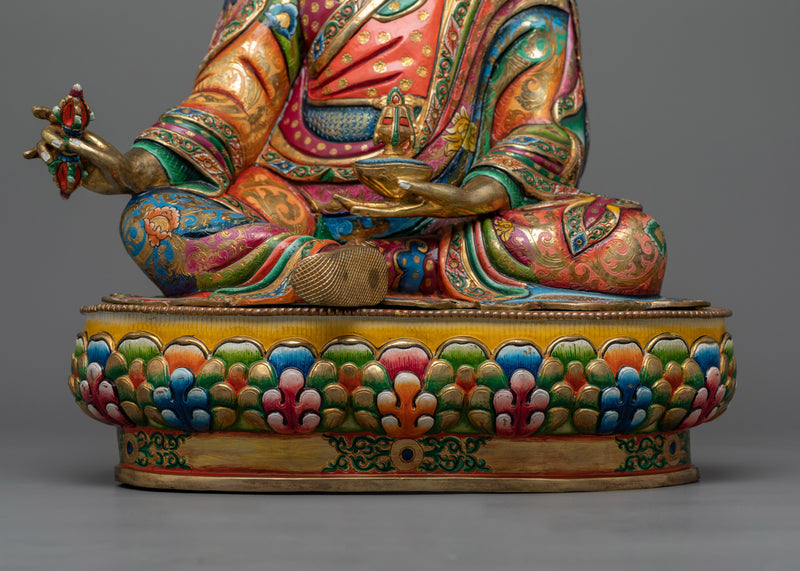 Guru Rinpoche Colorful Statue | Handmade Sculpture of Lotus Born Master