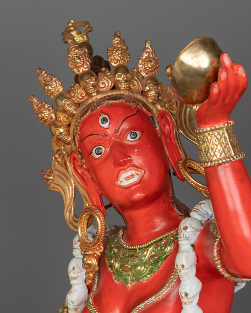 Vajrayogoni Red Dakini Statue | Handmade Wrathful Female Deity