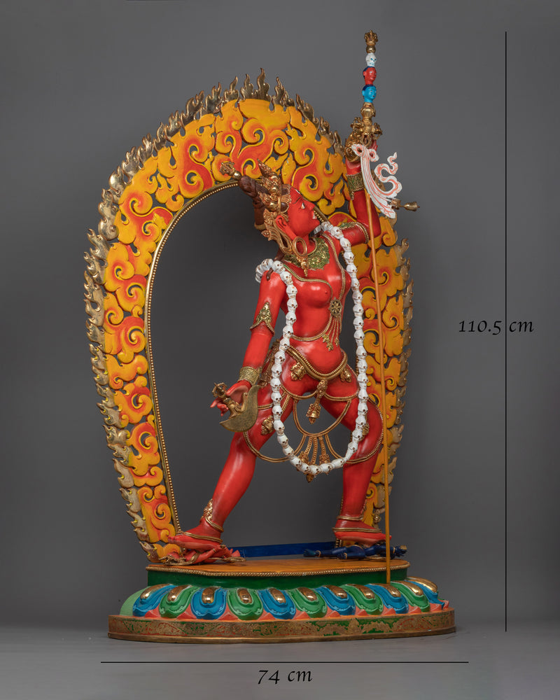 Vajrayogoni Red Dakini Statue | Handmade Wrathful Female Deity