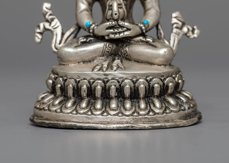 Radiant Amitayus Mini Machine-Made Statue | Silver-Electroplated Sculpture