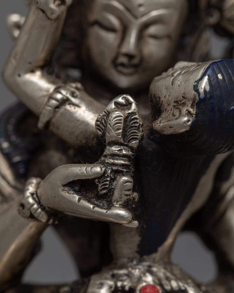 Machine-Made Vajrasattva Statue | Silver-Copper Sculpture