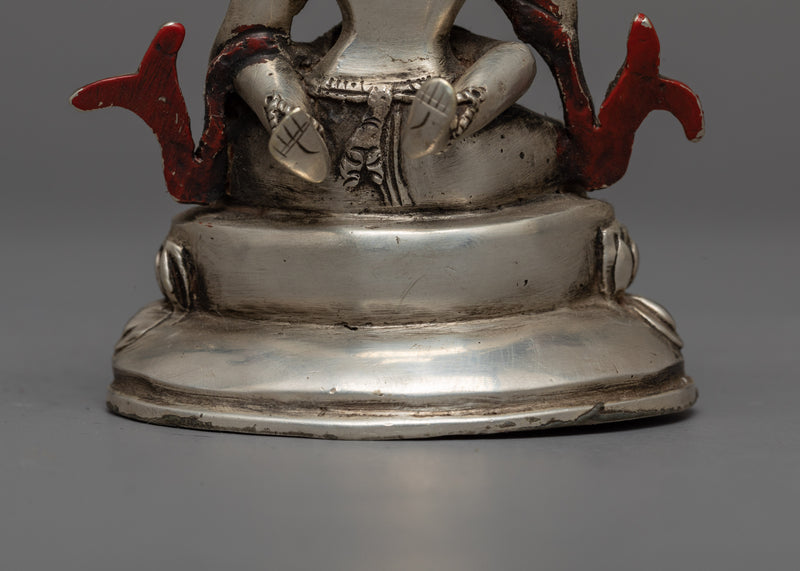 Machine-Made Vajrasattva Statue | Silver-Copper Sculpture