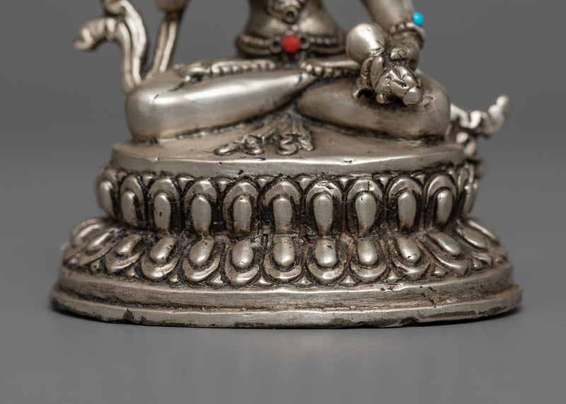 Machine-Made Vajrasattva Sculpture | Silver Electroplated Copper Statue