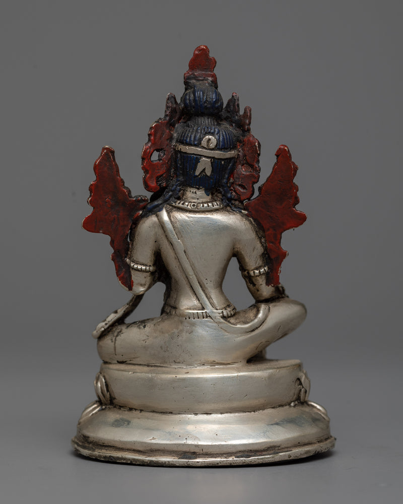 Machine-Made Green Tara Sculpture | Antique Finished Silver-Copper Statue