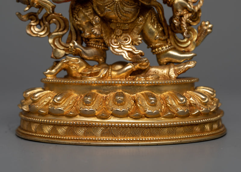 Gold-Gilded Six-Armed Mahakala Statue | Guardian of Spiritual Evolution