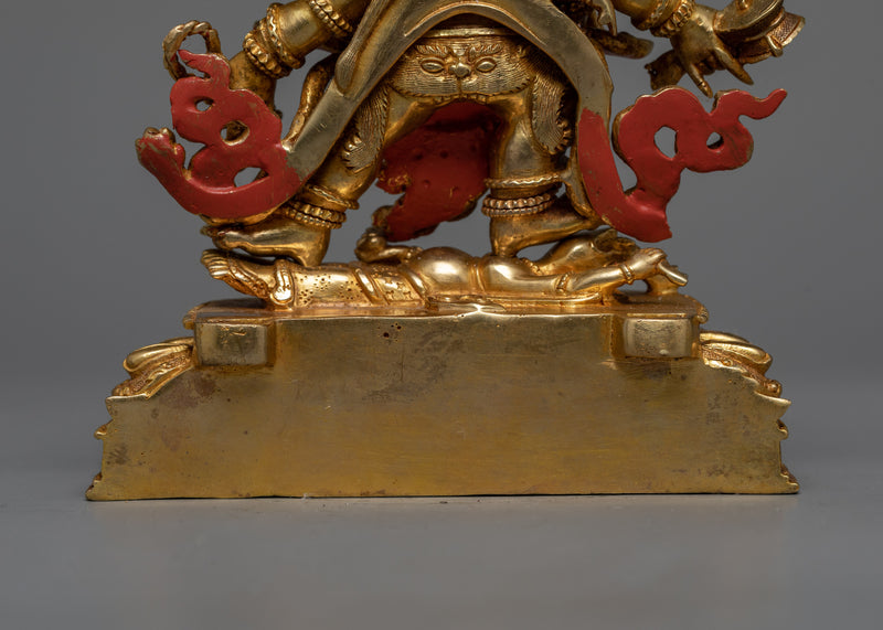 Gold-Gilded Six-Armed Mahakala Statue | Guardian of Spiritual Evolution