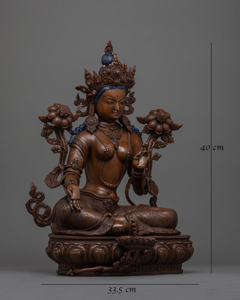 Green Tara Oxidized Statue | Embrace Divine Protection and Compassion