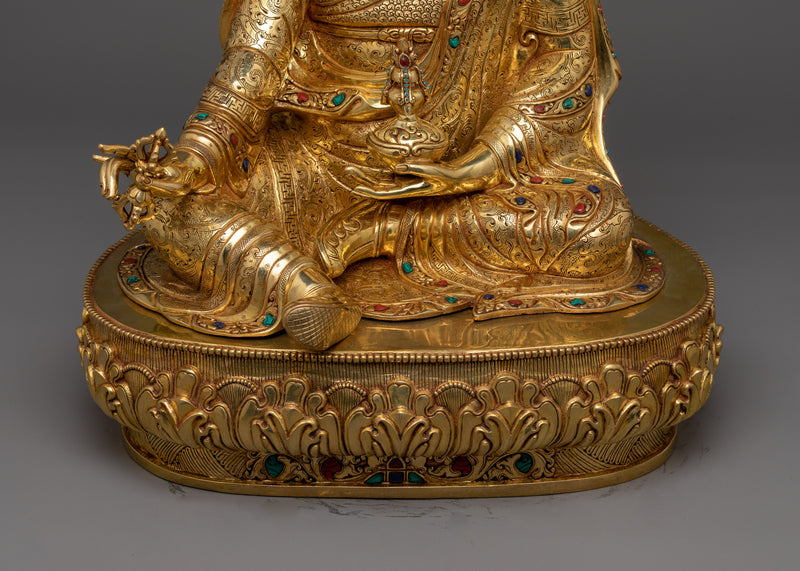 Gold-Gilded Tantra Rinpoche Statue | Beacon of Spiritual Mastery