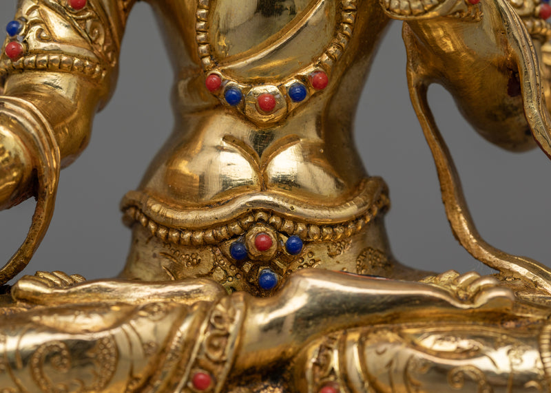 Divine Radiance: Sita Dukar Statue | Hand-Carved Gemstone & 24K Gold Gilded