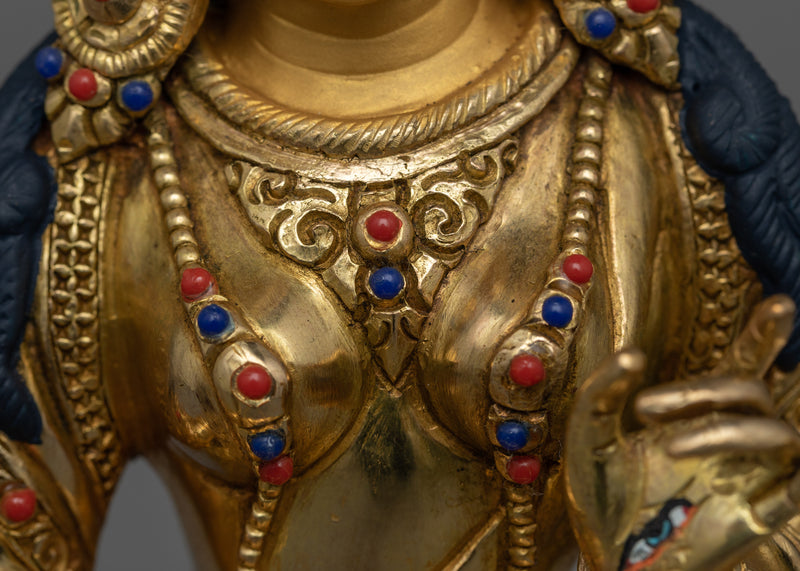 Divine Radiance: Sita Dukar Statue | Hand-Carved Gemstone & 24K Gold Gilded