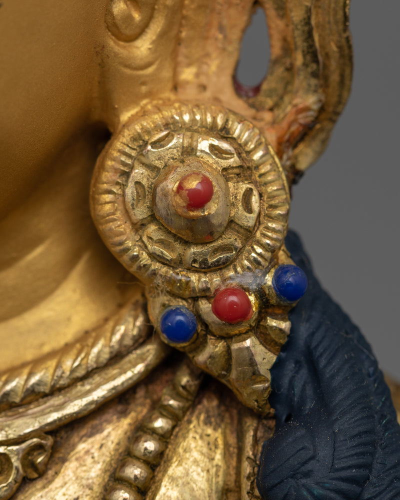 Divine Radiance: Sita Dukar Statue | Hand-Carved Gemstone & 24K Gold Gilded