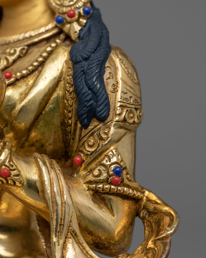 Divine Radiance: Sita Dukar Statue | Hand-Carved Gemstone & 24K Gold Gilded