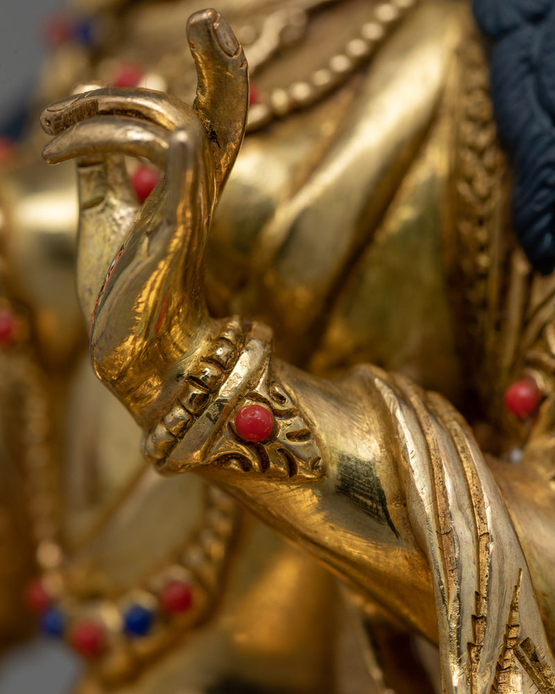 Divine Radiance: Sita Dukar Statue | Hand-Carved Gemstone & 24K Gold Gilded