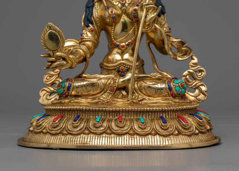 Divine Radiance: Sita Dukar Statue | Hand-Carved Gemstone & 24K Gold Gilded