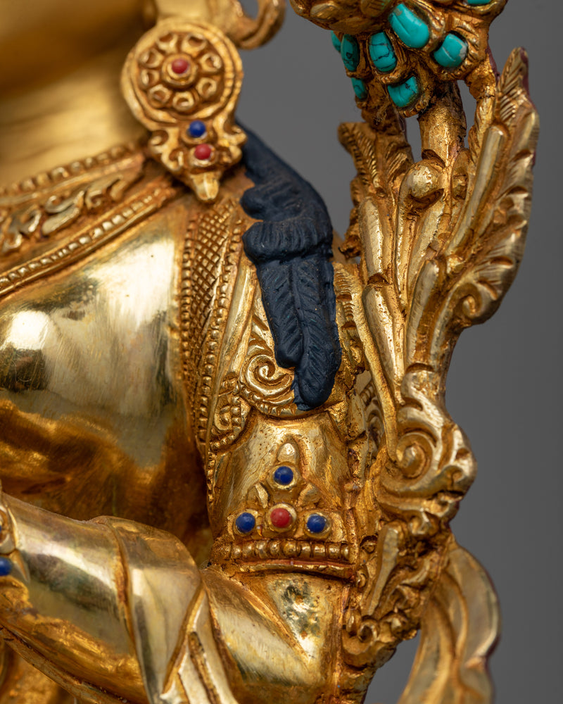 Sri White Tara Statue | Hand-Carved Gemstone, 24K Gold Gilded