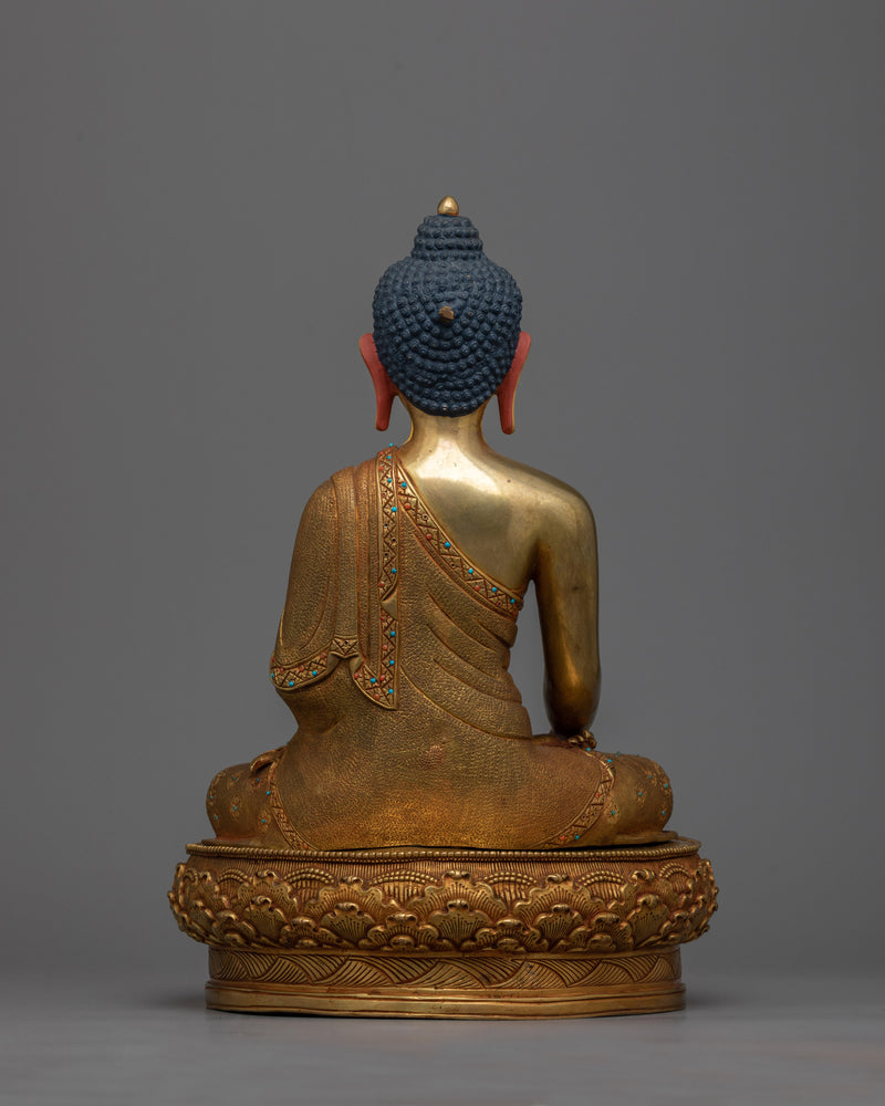 Enlighten Guru Shakyamuni Buddha Statue | Illuminated Presence: 24K Gold Gilded